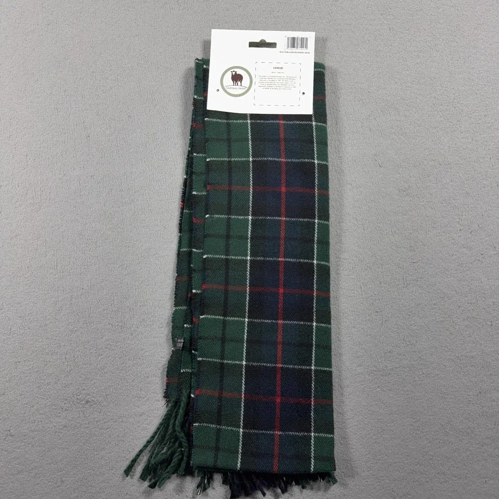 Tartan Sheep Scarf Mens One Size Green Plaid Tartan Polyester Winter Neck Warmer